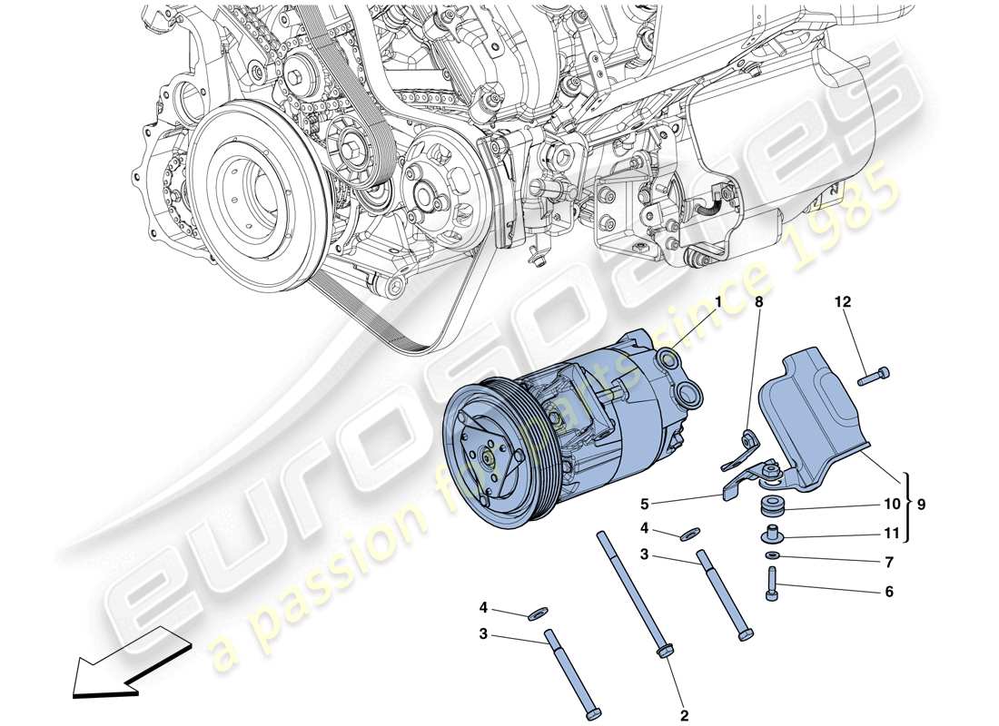 ferrari 458 spider (rhd) diagrama de piezas del compresor del sistema de ca