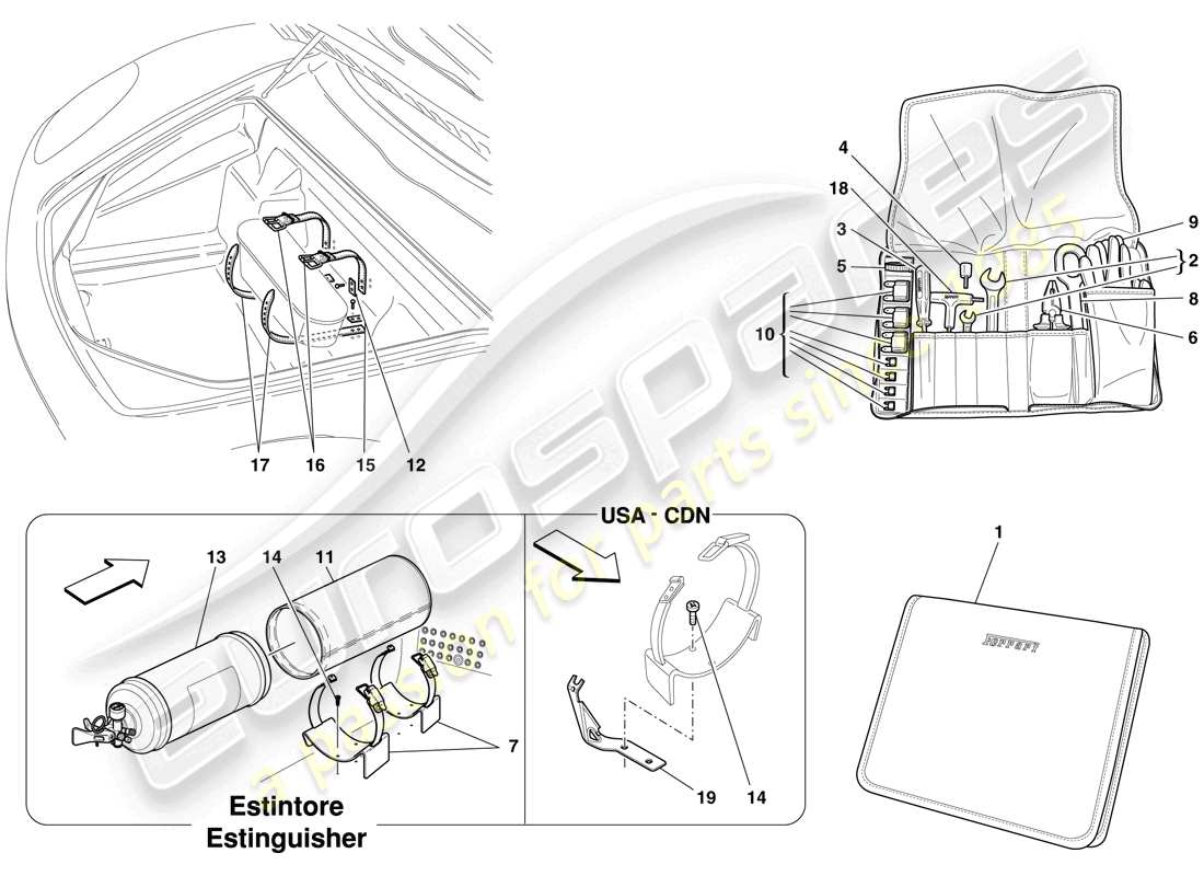 ferrari f430 scuderia (usa) herramientas y accesorios suministrados con el vehículo diagrama de piezas