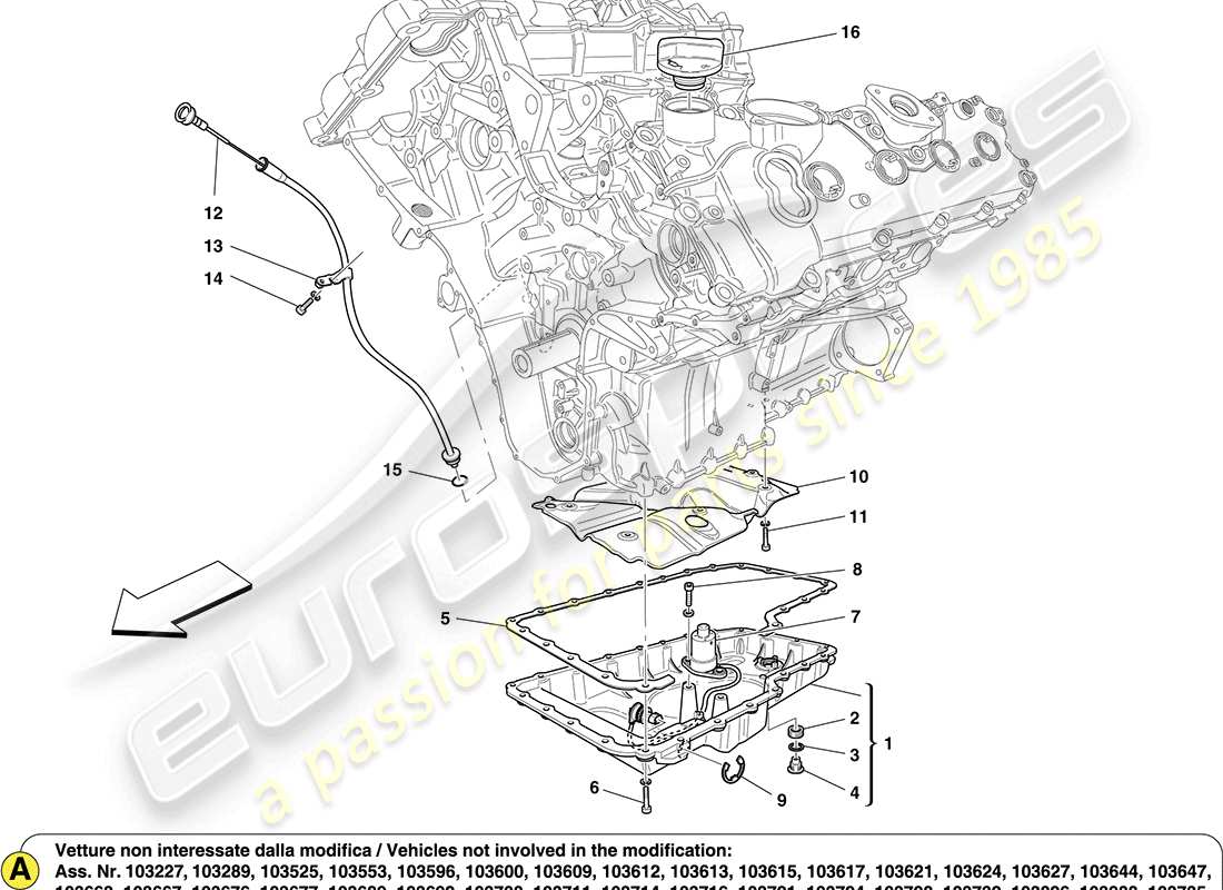 ferrari california (rhd) lubricación: circuito y recogida diagrama de piezas