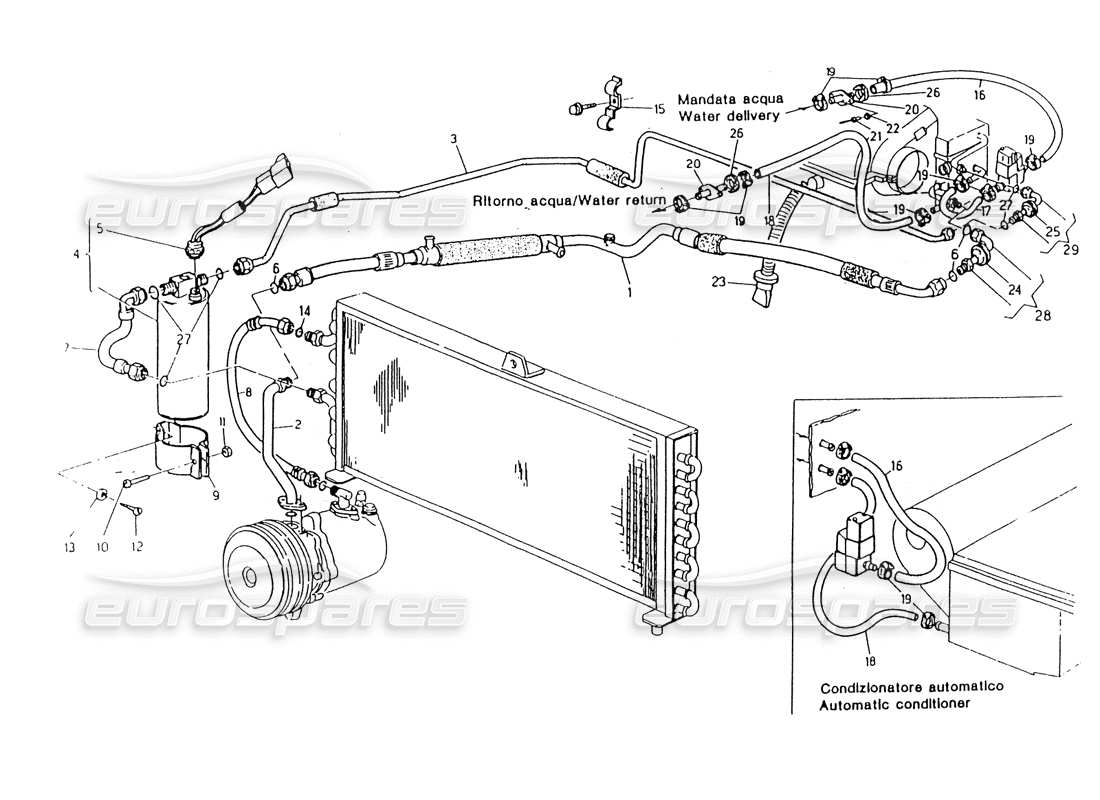 maserati 418 / 4.24v / 430 sistema de aire acondicionado, dirección derecha diagrama de piezas