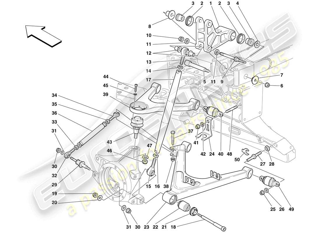 maserati mc12 suspensión trasera: horquillas diagrama de piezas