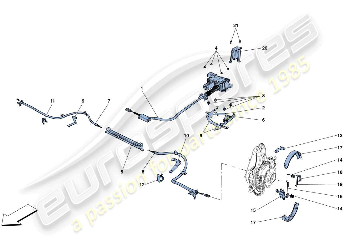 ferrari gtc4 lusso t (usa) control del freno de estacionamiento diagrama de piezas