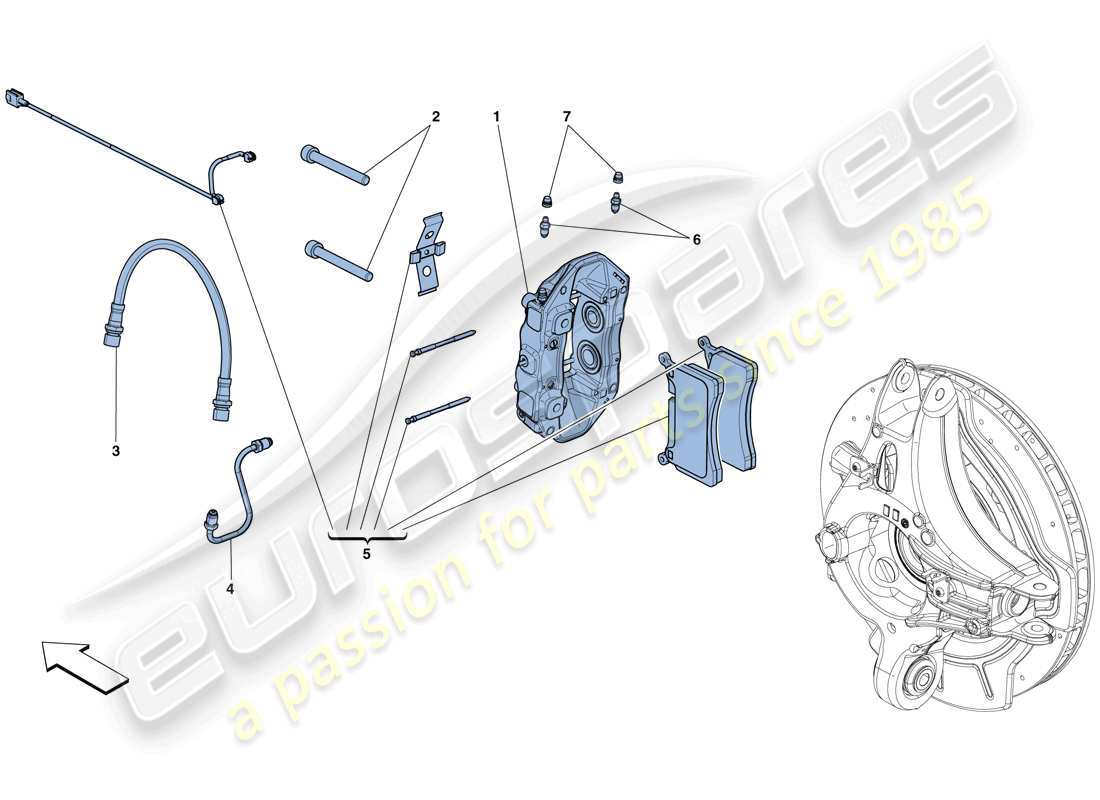 ferrari gtc4 lusso t (usa) pinzas de freno trasero diagrama de piezas