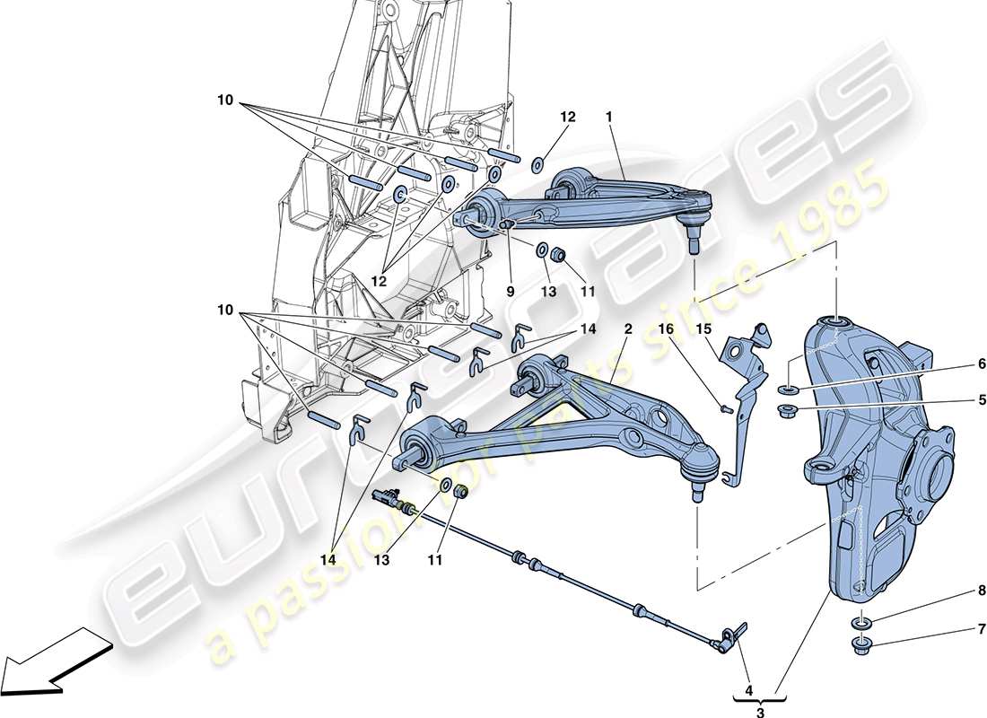 ferrari ff (usa) suspensión delantera - brazos diagrama de piezas