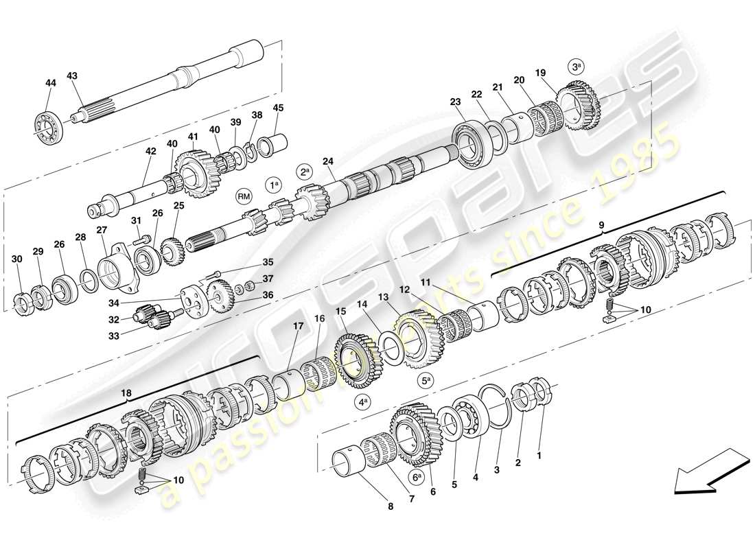 maserati mc12 engranajes del eje principal diagrama de piezas
