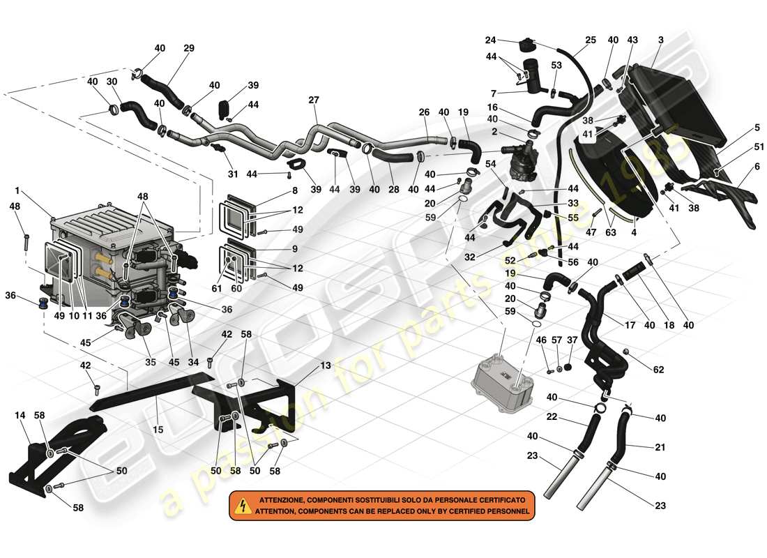 ferrari laferrari (usa) inversor y refrigeración diagrama de piezas