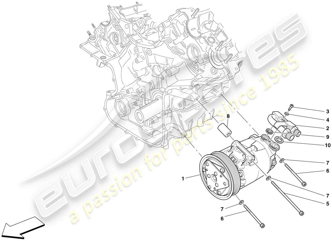 ferrari f430 scuderia (usa) diagrama de piezas del compresor del sistema de ca