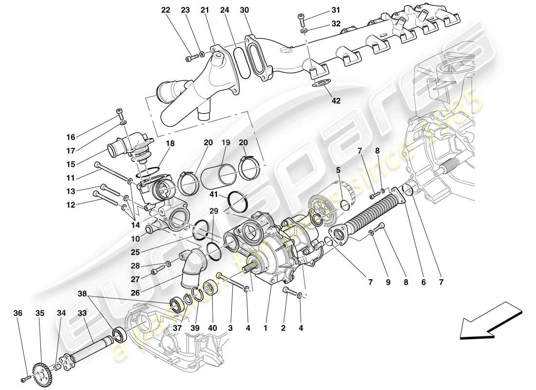 maserati mc12 bomba de agua/aceite diagrama de piezas