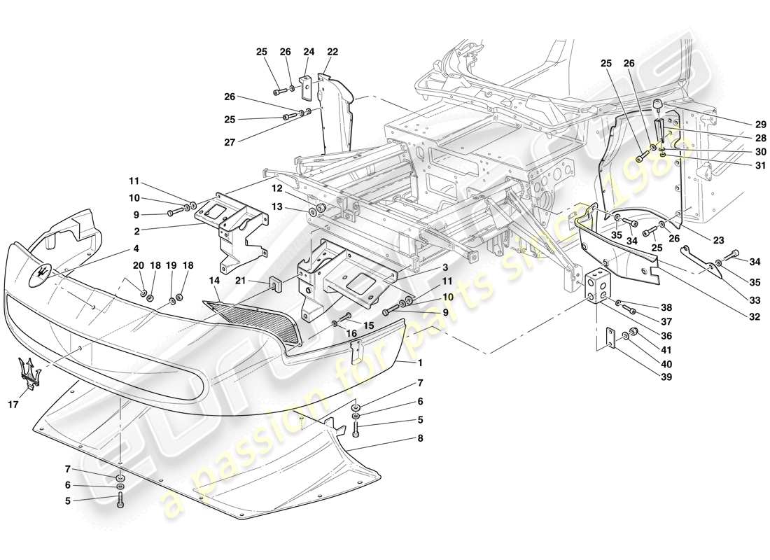 maserati mc12 parachoques delantero y suelo plano diagrama de piezas