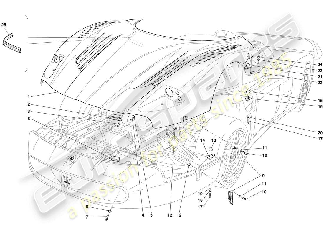 maserati mc12 tapa delantera diagrama de piezas