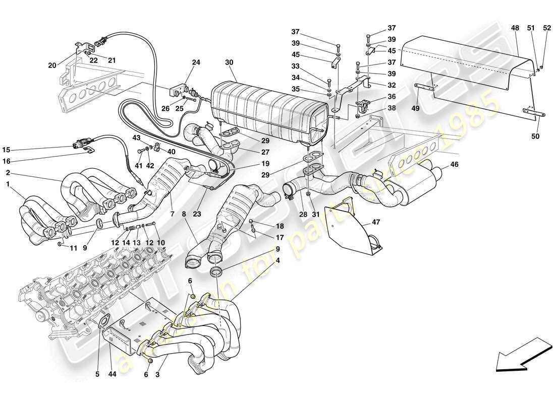 maserati mc12 sistema de escape diagrama de piezas