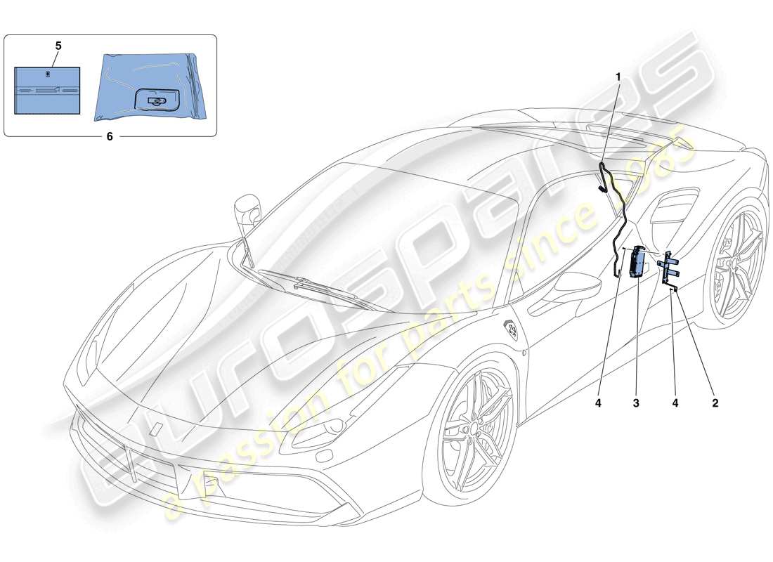 ferrari 488 gtb (europe) telemetría diagrama de piezas