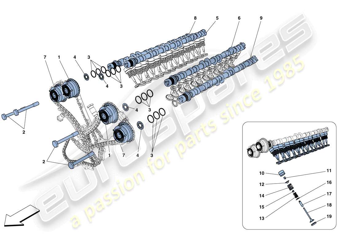 ferrari gtc4 lusso (usa) timing system - tappets diagrama de piezas