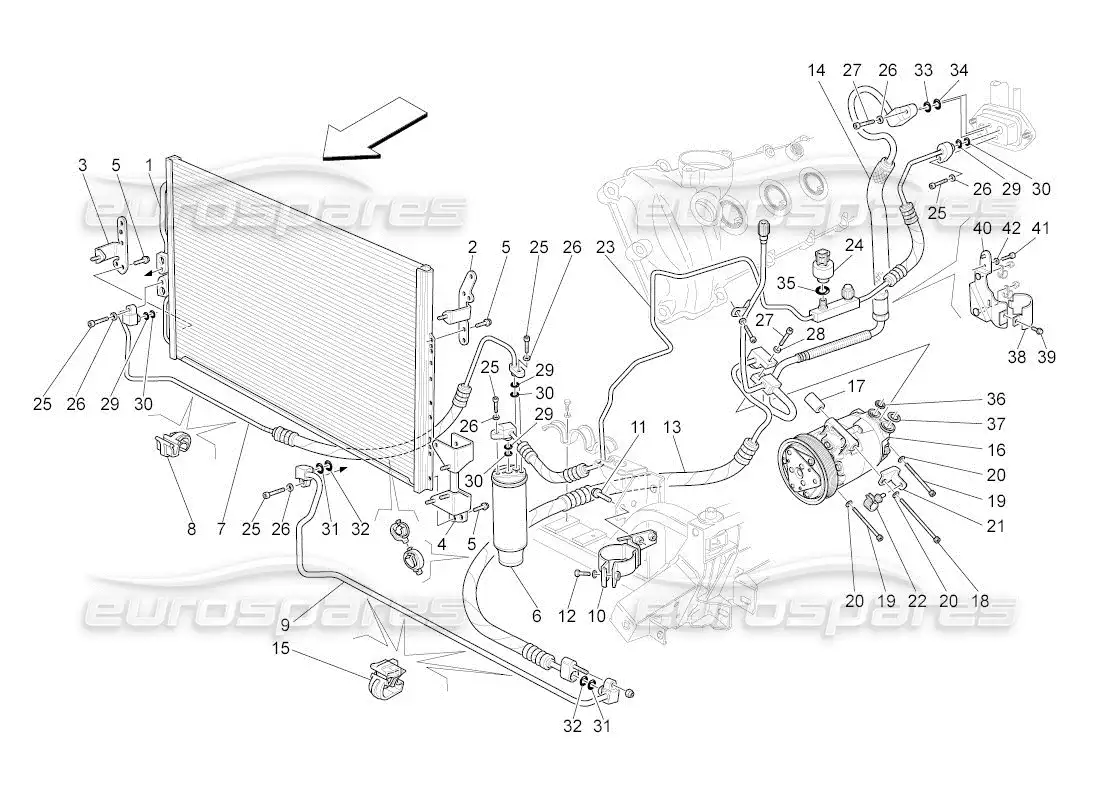 maserati qtp. (2011) 4.2 auto unidad a c: diagrama de piezas de los dispositivos del compartimento del motor