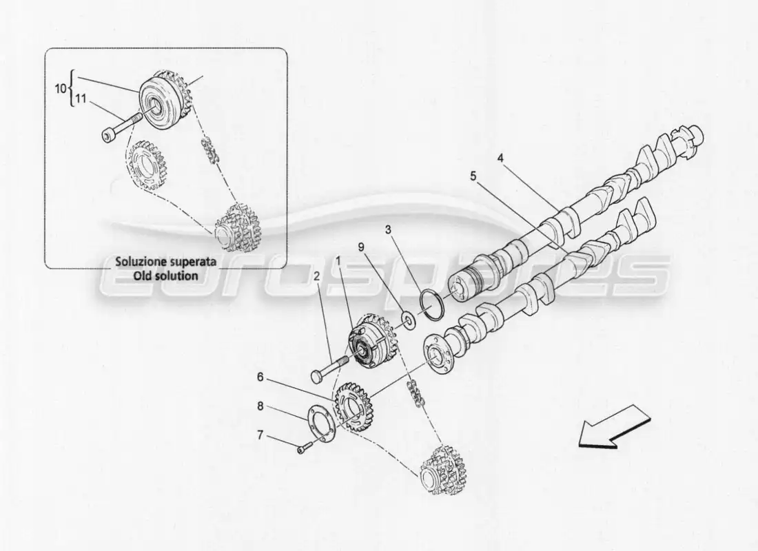 maserati granturismo special edition árboles de levas de culata derecha diagrama de piezas