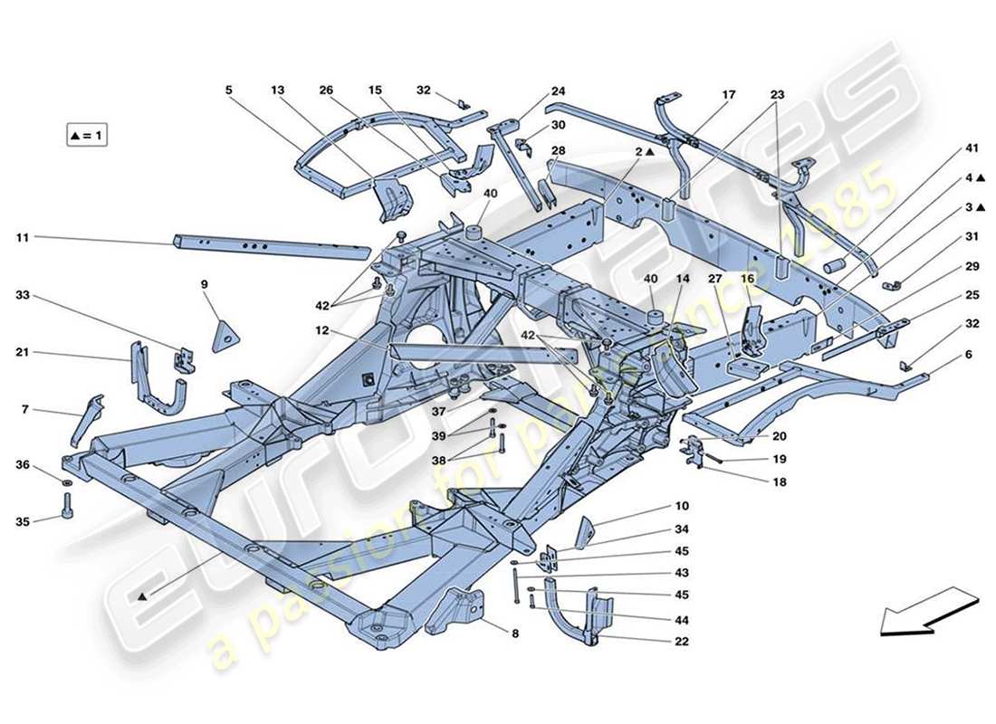 ferrari 488 challenge diagrama de piezas del chasis