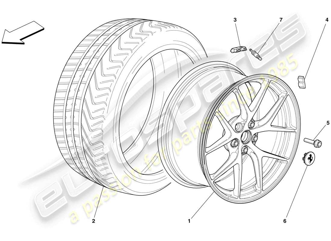 ferrari 599 gto (usa) ruedas diagrama de piezas