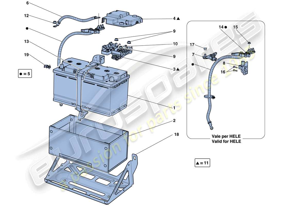 ferrari california t (usa) diagrama de piezas de la batería