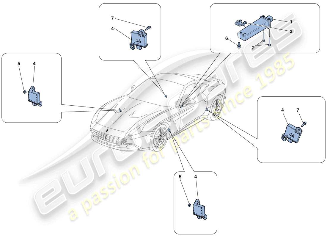 ferrari california t (rhd) sistema de control de presión de neumáticos diagrama de piezas