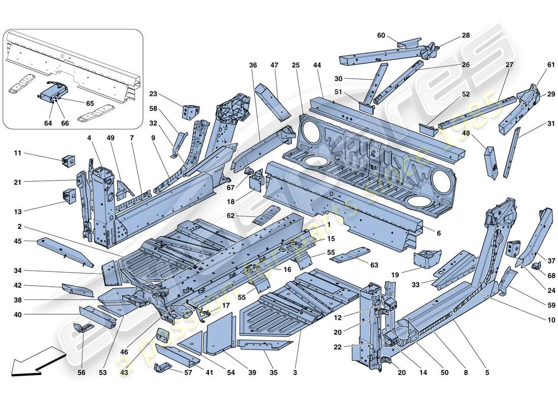ferrari 488 gtb (europe) elementos centrales y paneles diagrama de piezas