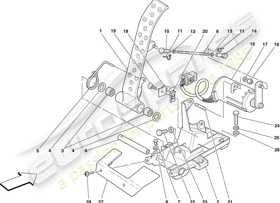 ferrari f430 coupe (europe) diagrama de piezas del pedal del acelerador electrónico