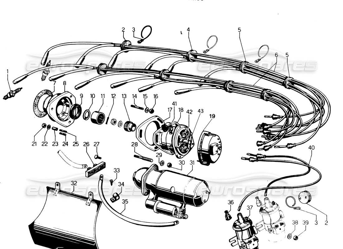 lamborghini espada serie eléctrica y distribución i diagrama de piezas