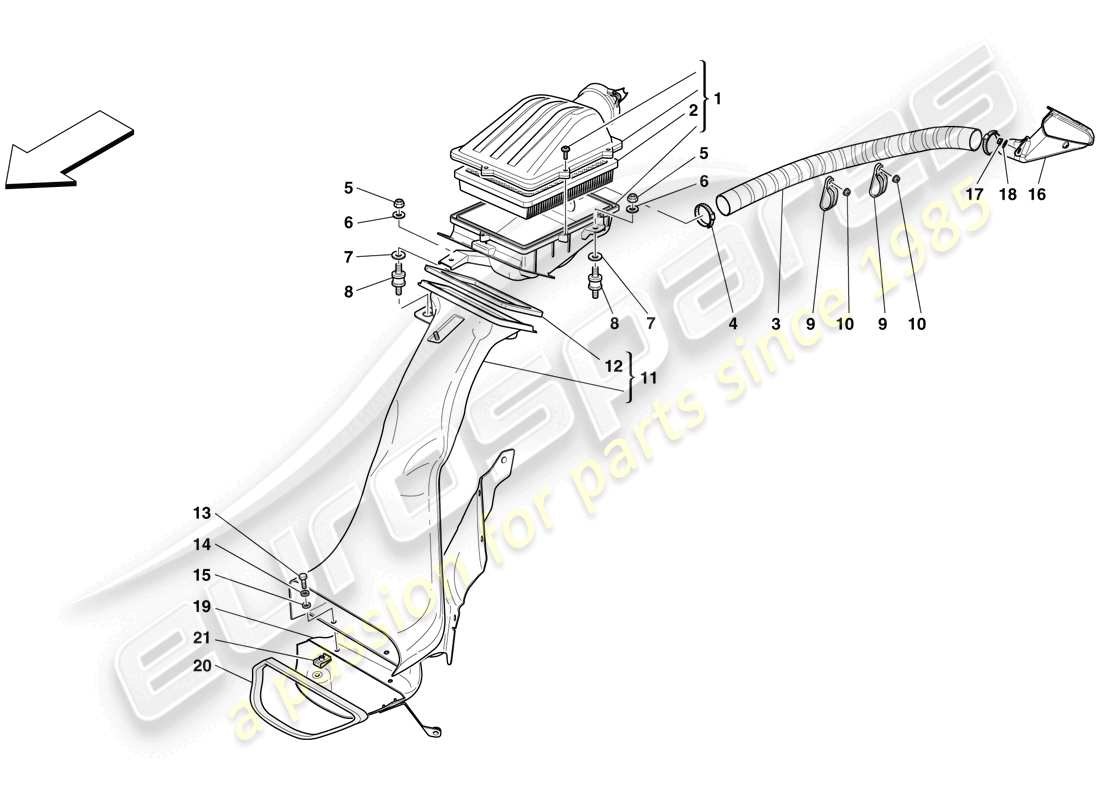 ferrari 599 sa aperta (rhd) diagrama de piezas de entrada de aire