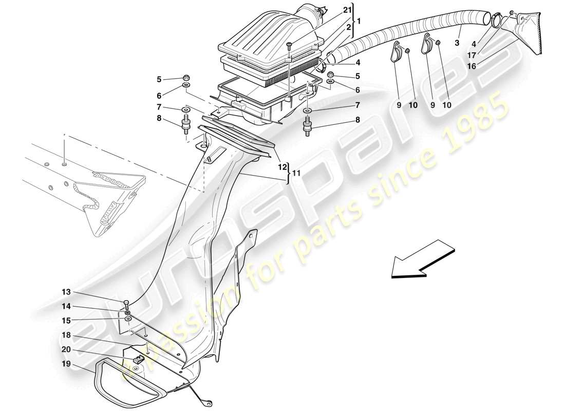 ferrari 599 gtb fiorano (rhd) toma de aire diagrama de piezas
