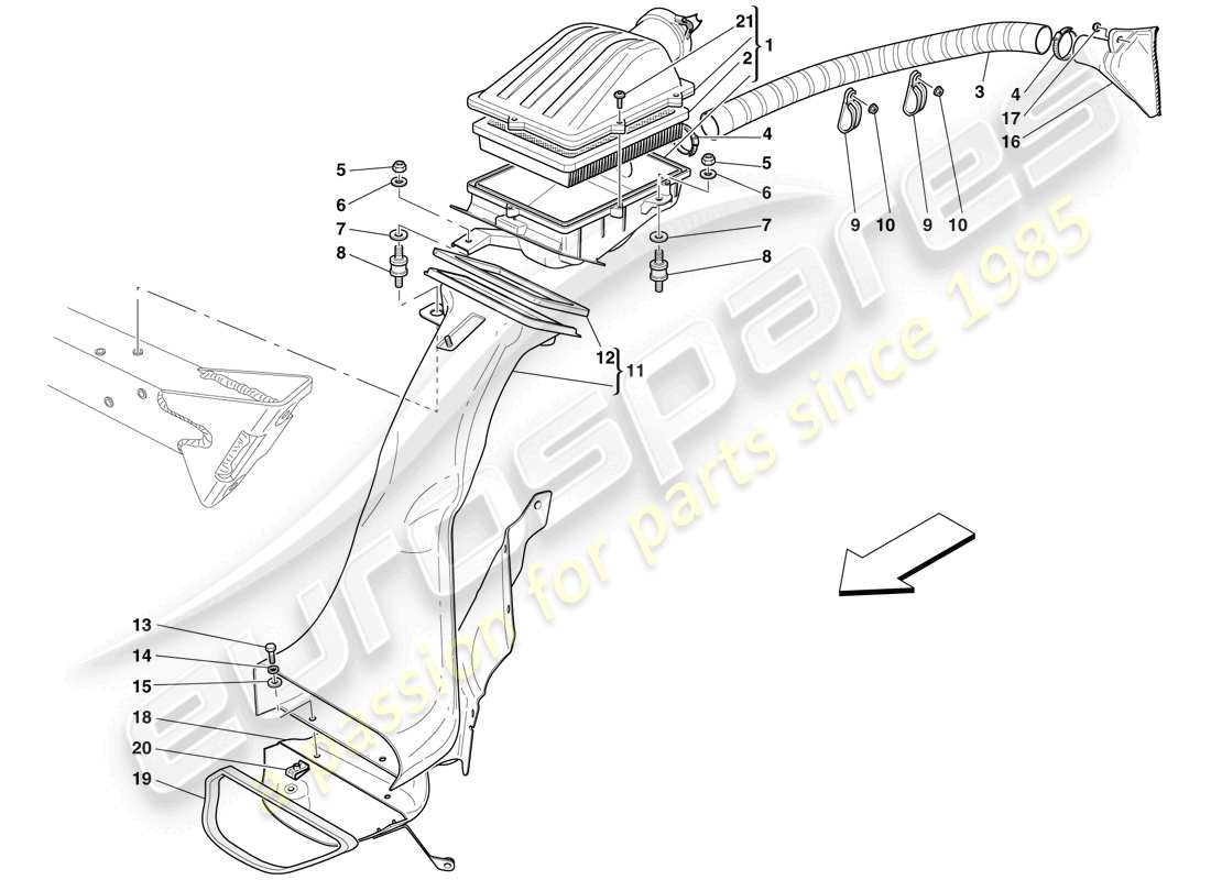 ferrari 599 gtb fiorano (usa) diagrama de piezas de entrada de aire