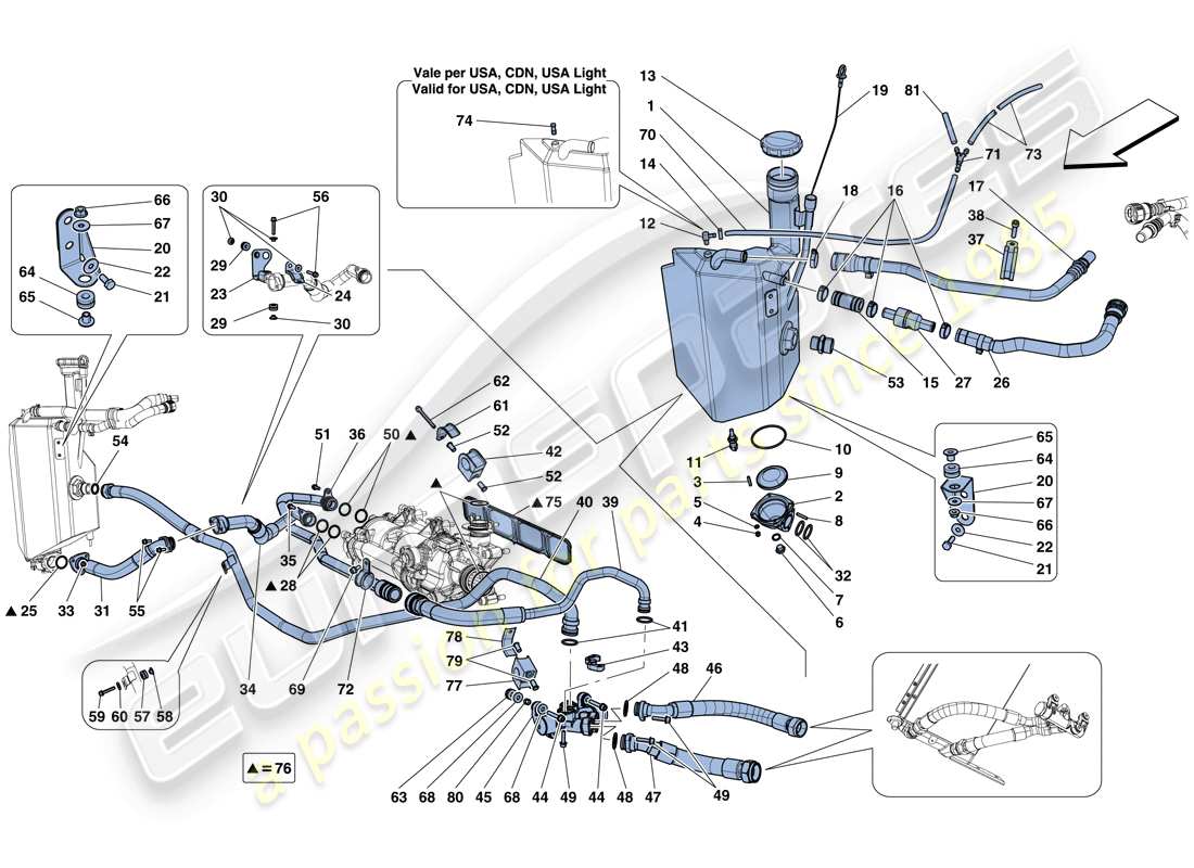 ferrari f12 tdf (usa) sistema de lubricación: diagrama de piezas del tanque