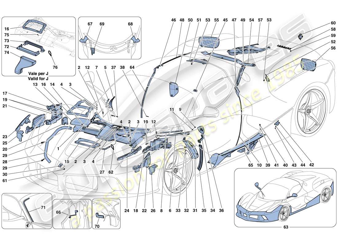 ferrari laferrari aperta (usa) escudos y acabados diagrama de piezas