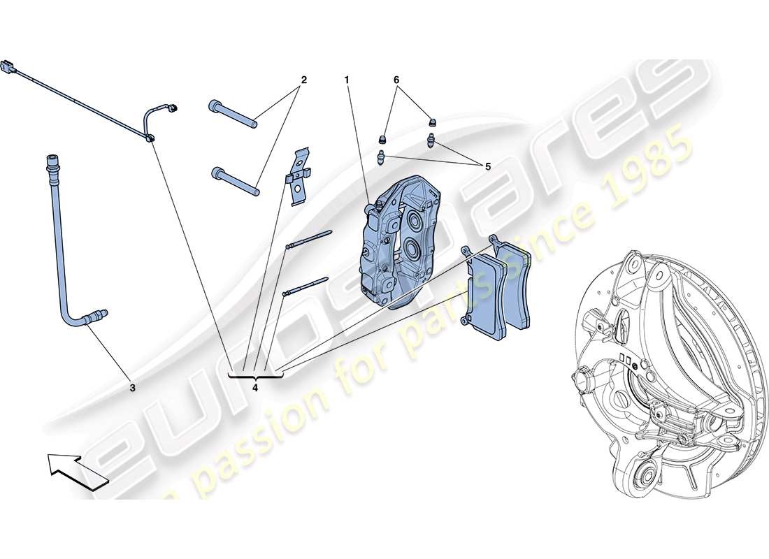 ferrari ff (europe) pinzas de freno trasero diagrama de piezas