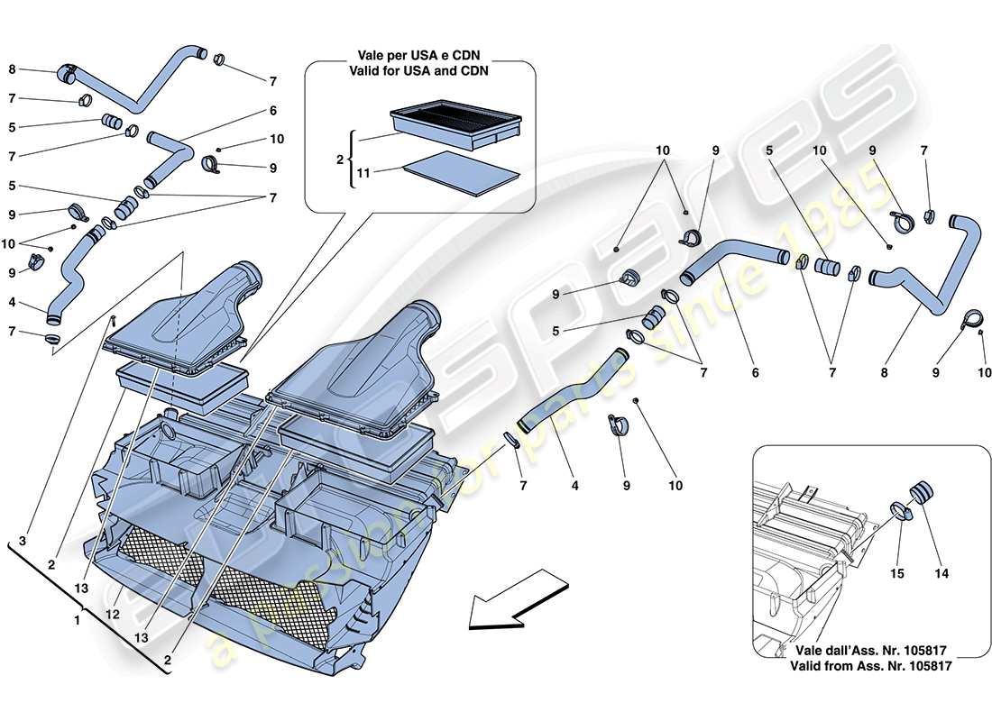 ferrari ff (europe) diagrama de piezas de entrada de aire