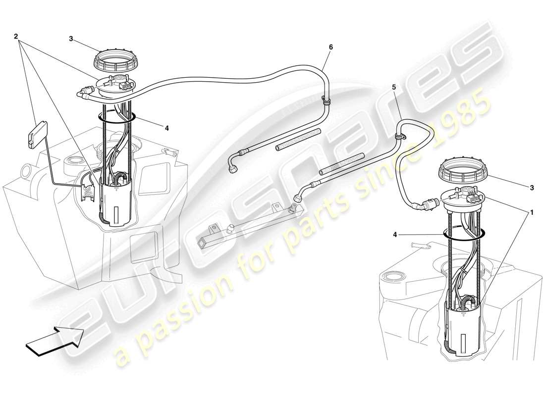 ferrari f430 scuderia (usa) bombas y líneas de combustible diagrama de piezas