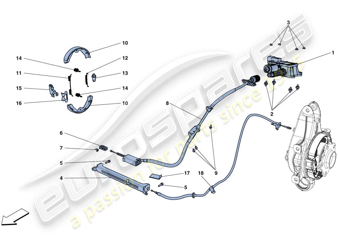 ferrari california t (usa) parking brake diagrama de piezas