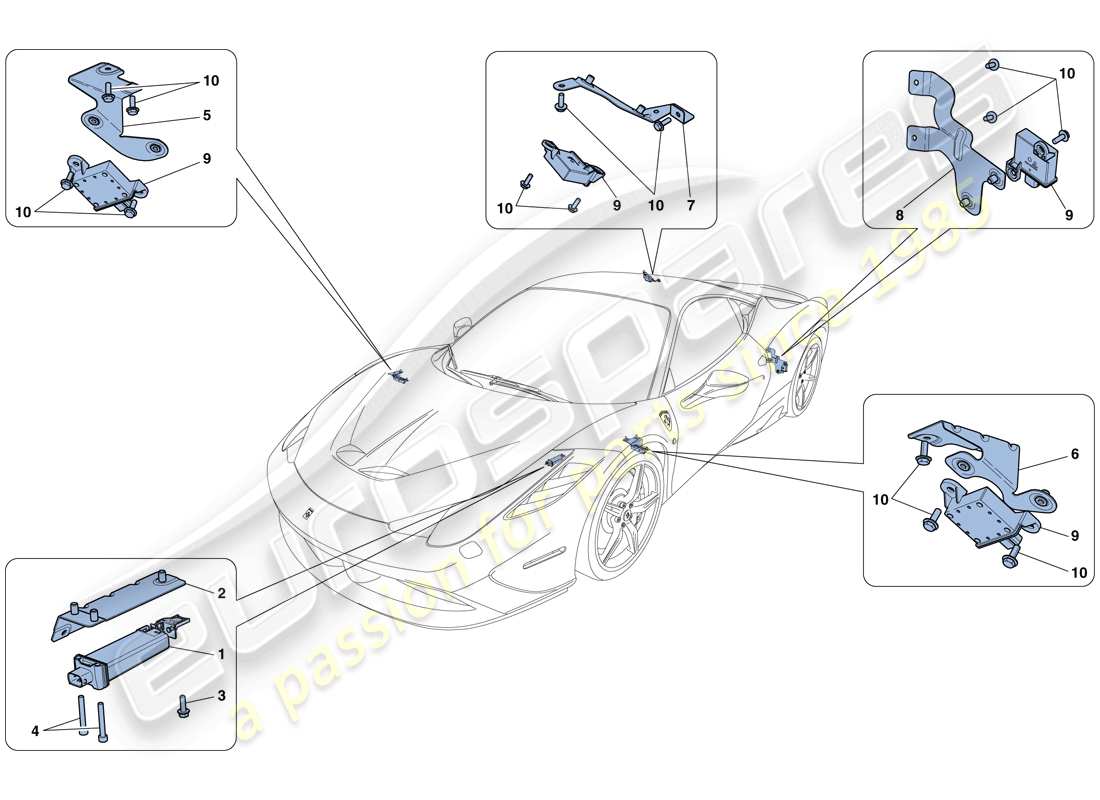 ferrari 458 speciale (europe) sistema de control de presión de neumáticos diagrama de piezas