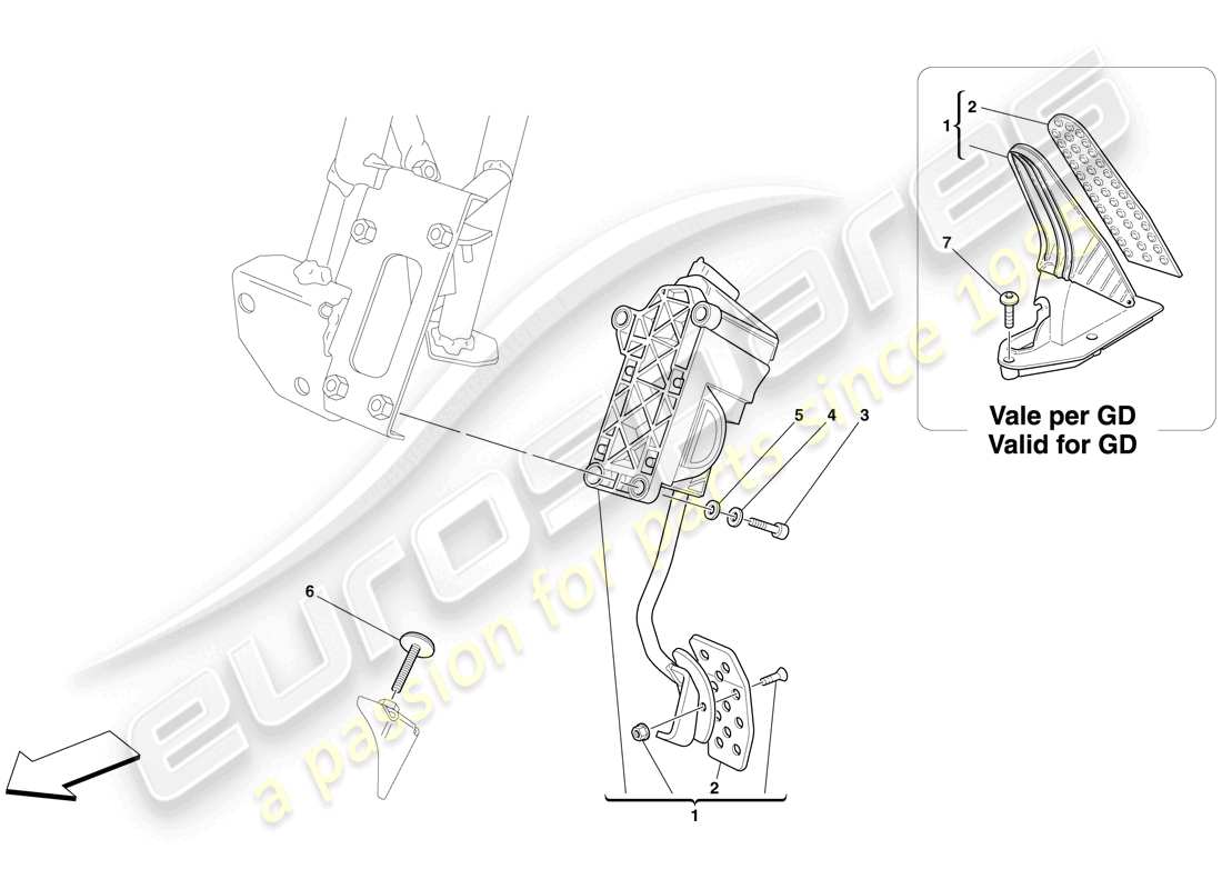 ferrari 599 gtb fiorano (usa) diagrama de piezas del pedal del acelerador electrónico