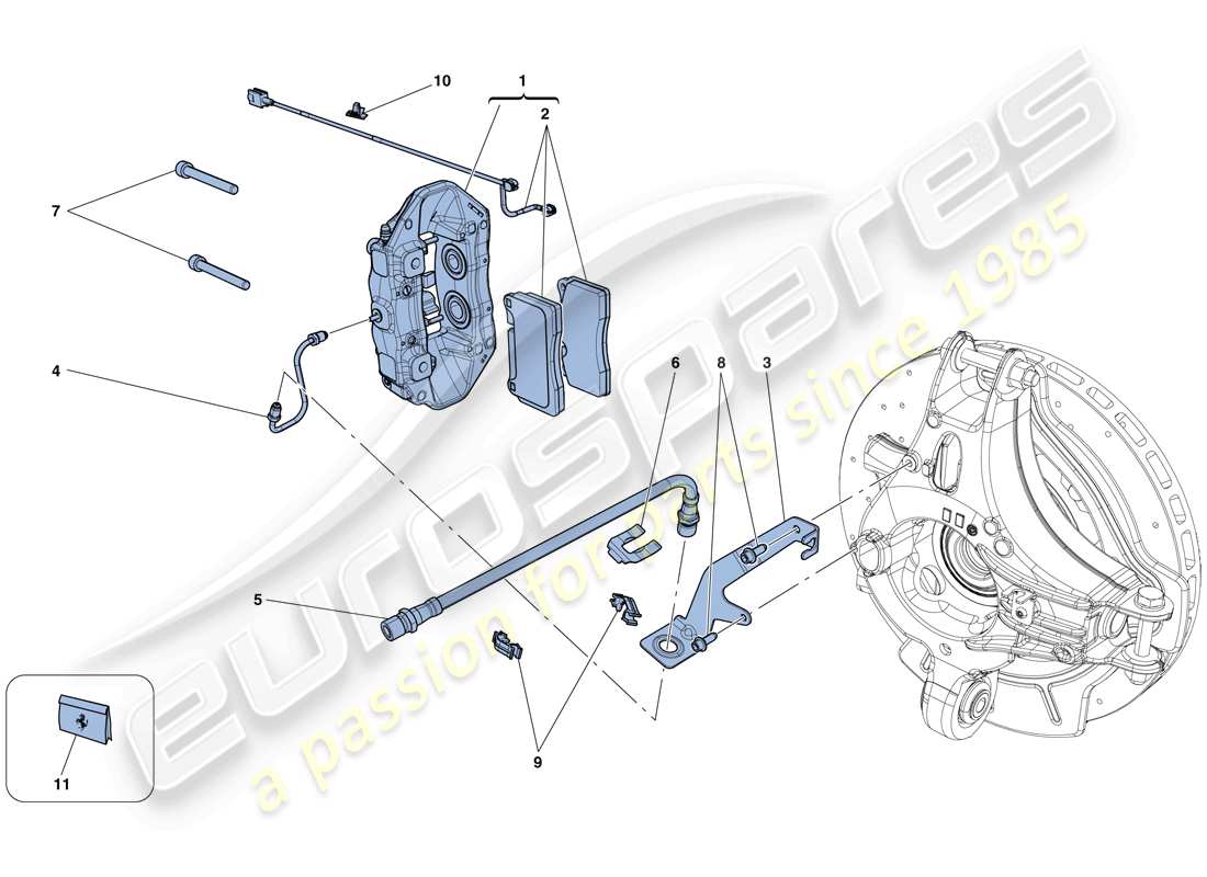 ferrari california t (rhd) pinzas de freno trasero diagrama de piezas