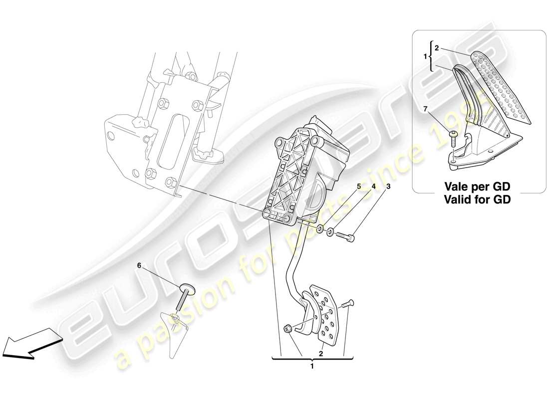 ferrari 599 gtb fiorano (europe) electronic accelerator pedal diagrama de piezas
