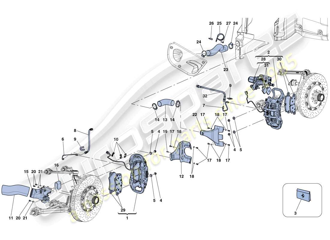 ferrari laferrari aperta (europe) pinzas de freno delantero y trasero diagrama de piezas