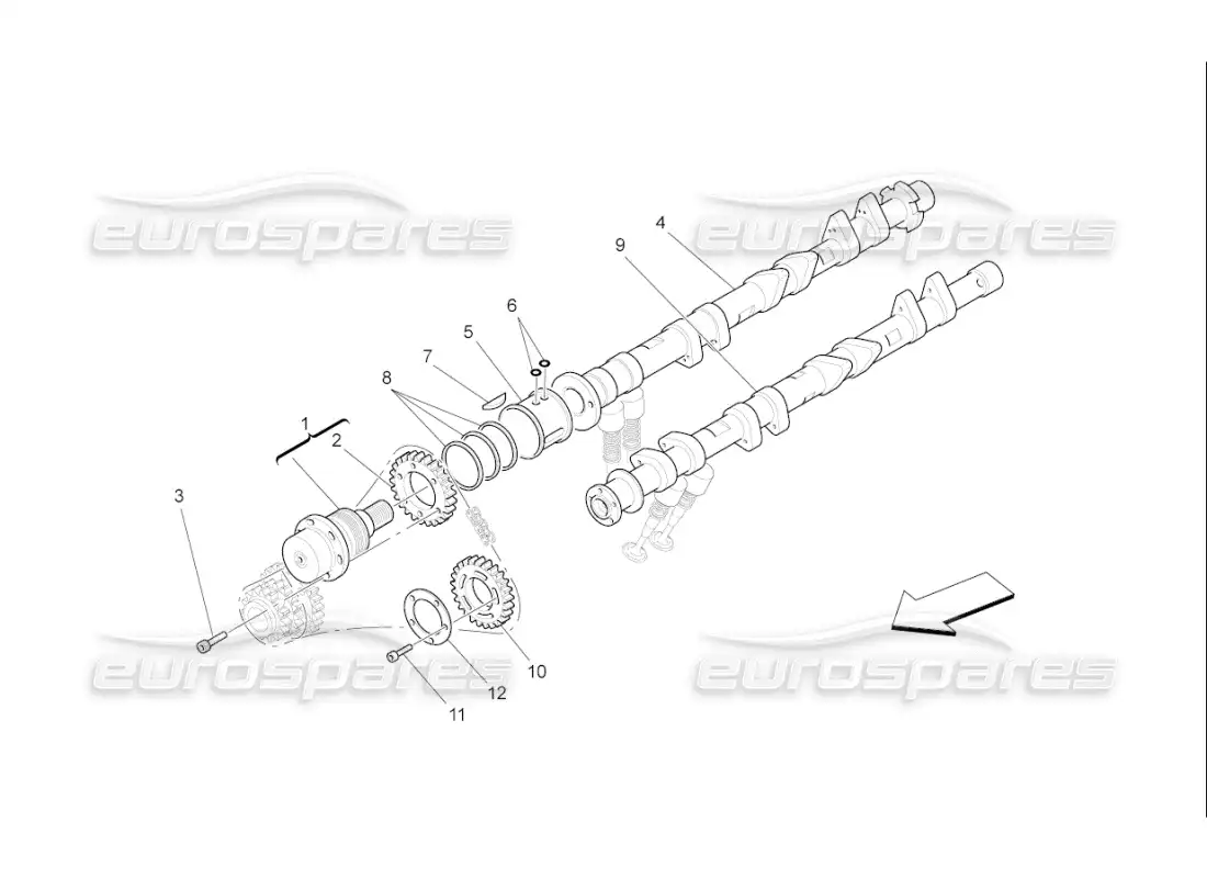 maserati qtp. (2007) 4.2 f1 árboles de levas de culata izquierda diagrama de piezas