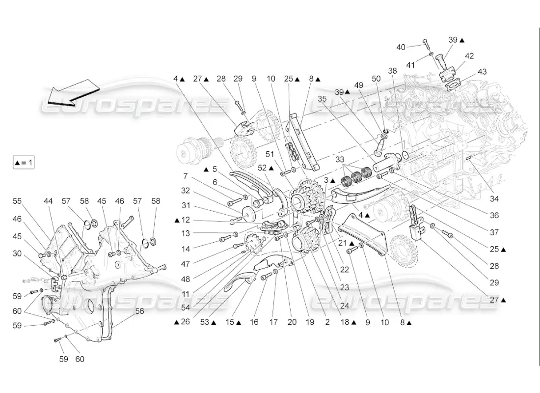 maserati qtp. (2007) 4.2 f1 árboles de levas de culata izquierda diagrama de piezas