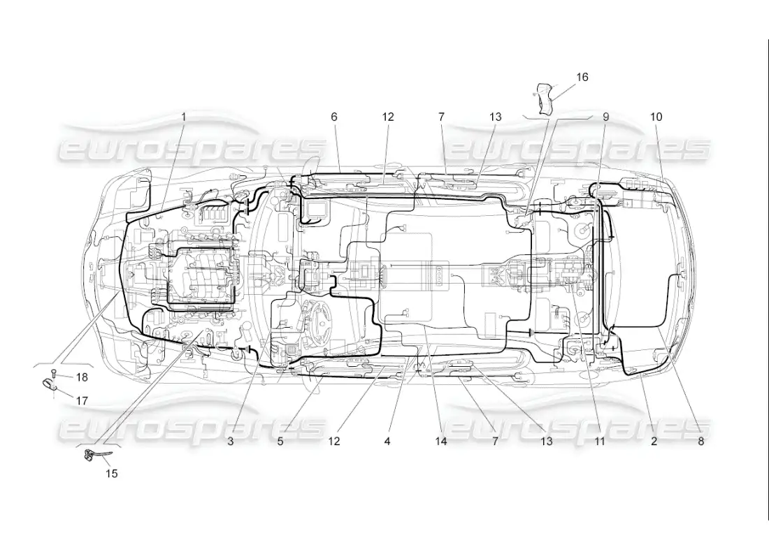 maserati qtp. (2007) 4.2 f1 cableado principal diagrama de piezas