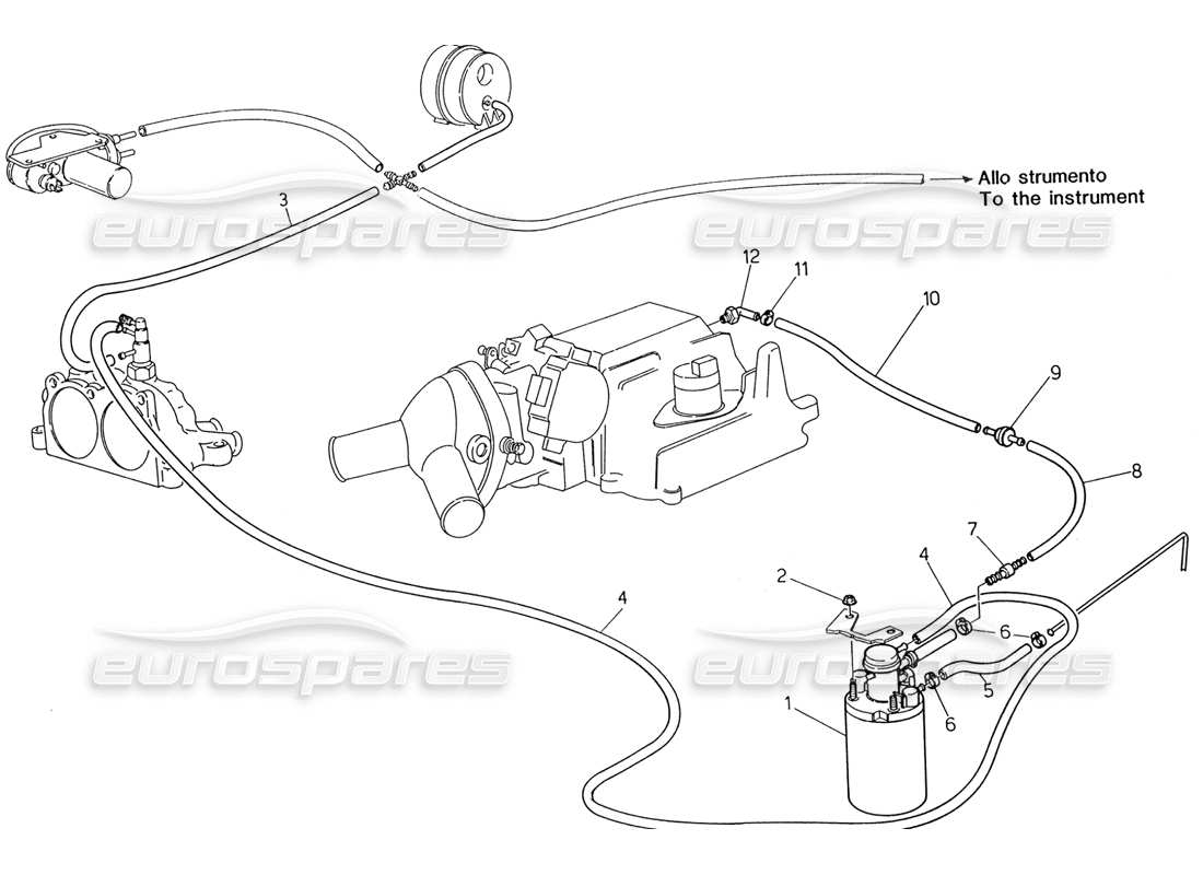 maserati 222 / 222e biturbo sistema de evaporación diagrama de piezas