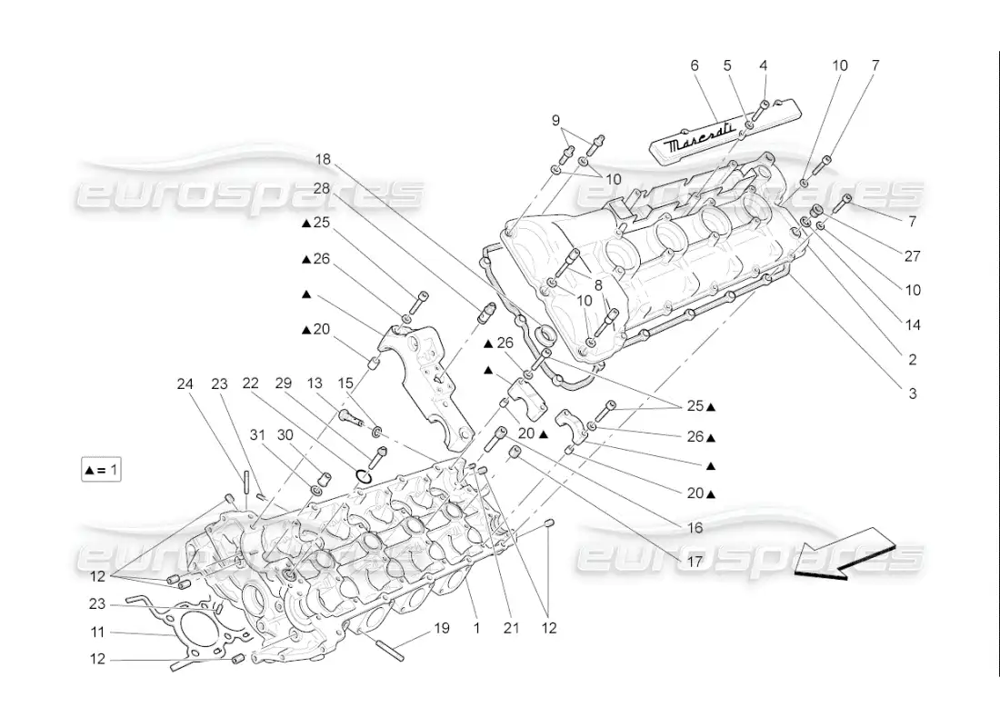 maserati qtp. (2007) 4.2 f1 culata izquierda diagrama de piezas