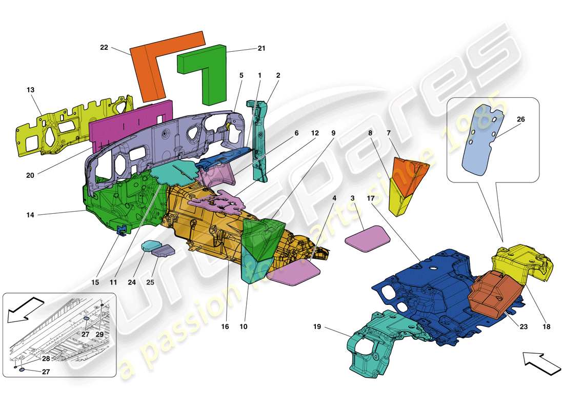 ferrari california t (rhd) aislamiento diagrama de piezas
