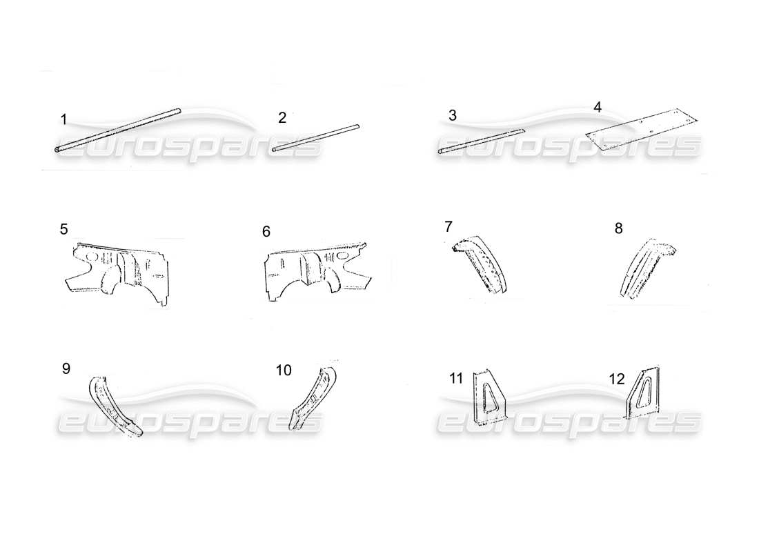 ferrari 250 gt (coachwork) piezas del chasis (continuación) diagrama de piezas