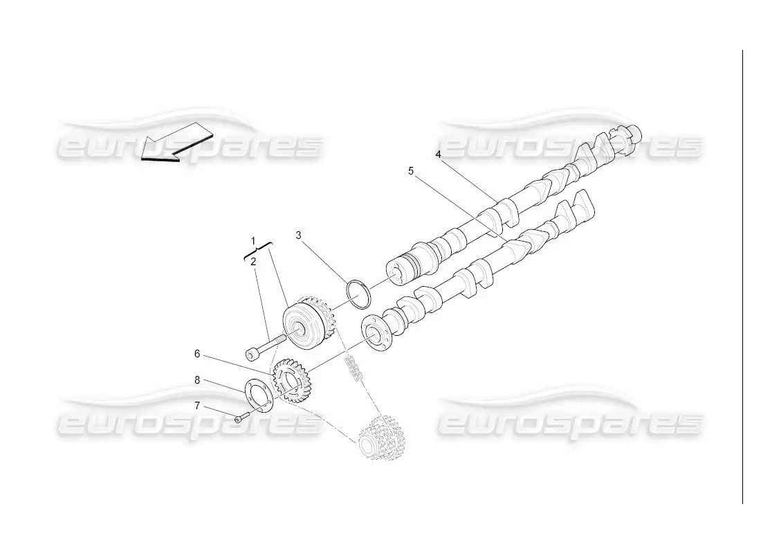 maserati qtp. (2007) 4.2 auto árboles de levas de culata derecha diagrama de piezas