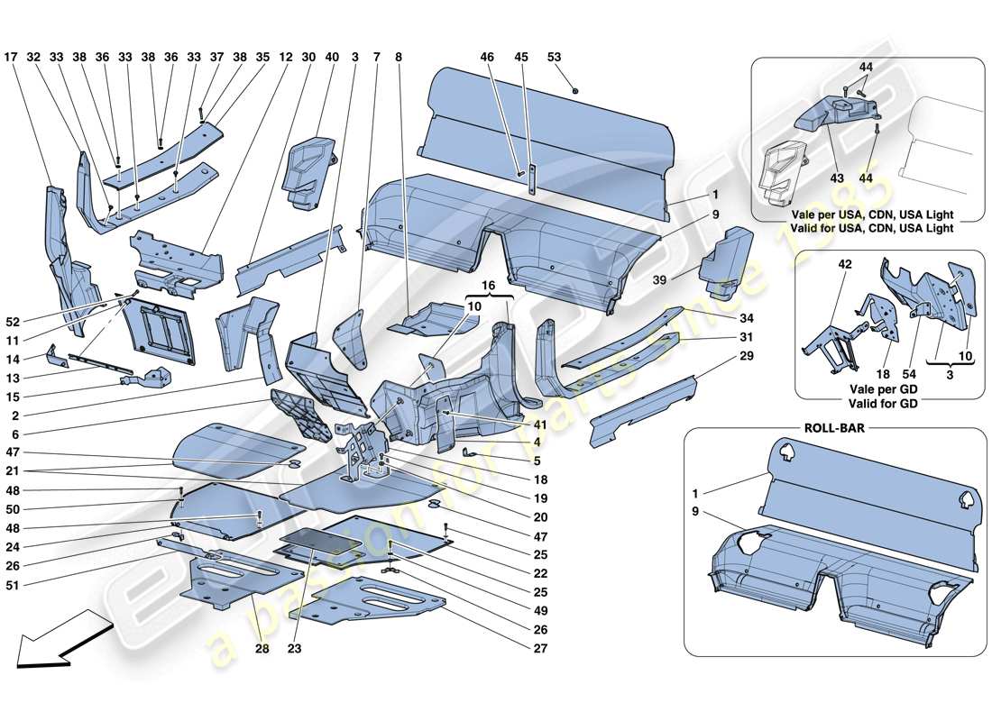 ferrari 458 speciale (europe) alfombrillas del habitáculo diagrama de piezas