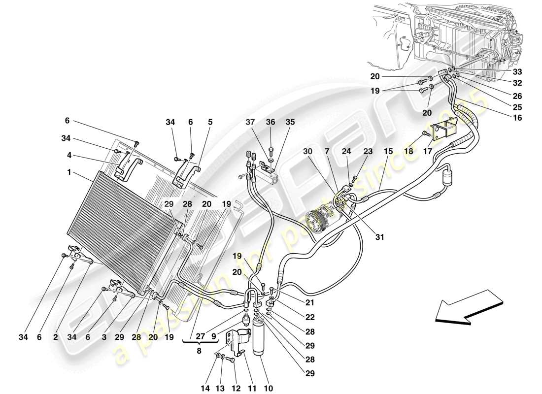 ferrari 599 sa aperta (europe) sistema de ca - tubos de freón diagrama de piezas